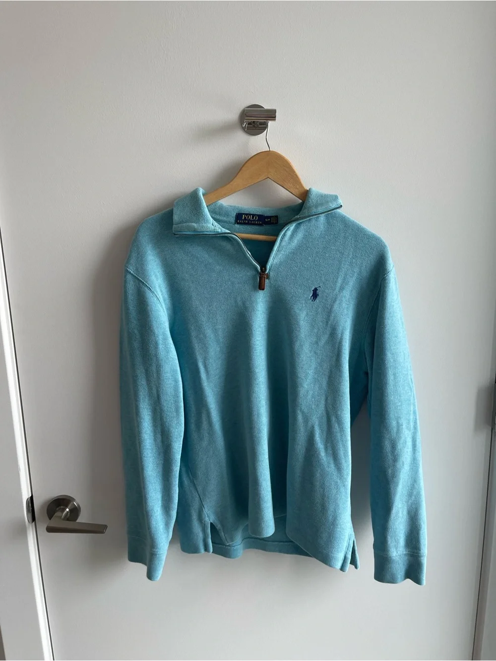 Ralph Lauren Aqua Quarter-Zip Sweater